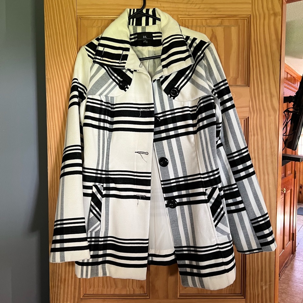 White/black pea coat